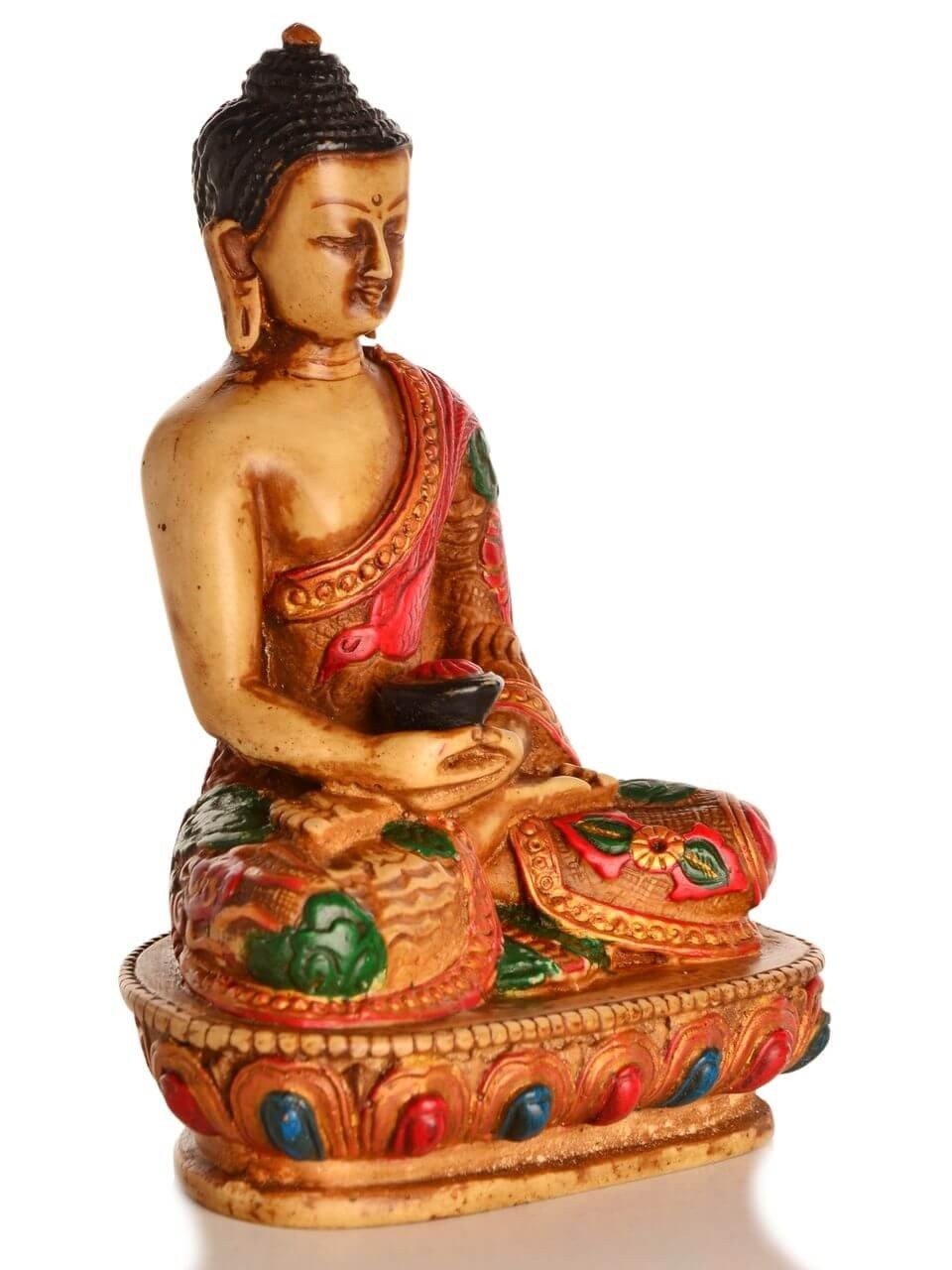 Amitabha Buddhafigur türkis 13,5 cm Buddha der umfassenden Liebe aus Resin 