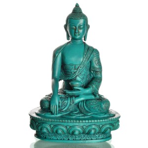 Akshobhya / Shakyamuni 19 cm Buddha Statue Resin türkis