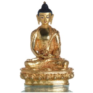 Amitabha Buddha Statue 21 cm vollfeuervergoldet ziselliert