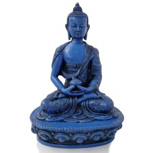 Amitabha Buddha Statue Resin 19 cm blau