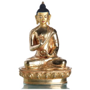 Amoghasiddhi 20,5 cm Buddha Statue vollfeuervergoldet