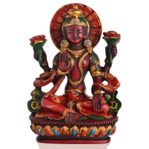 Lakshmi Statue sitzende Position in der Vorderansicht