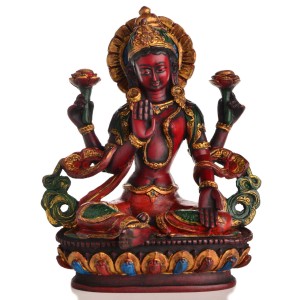 Lakshmi Statue sitzende Position in der Vorderansicht