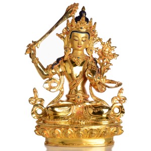 Manjushri Statue sitzende Position in der Vorderansicht