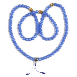 Mala mit Buddhaköpfen Glas blau