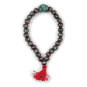 Hand -Mala Horn mit Steinen besetzt dunkel 8 mm-Handmala 8 mm dick