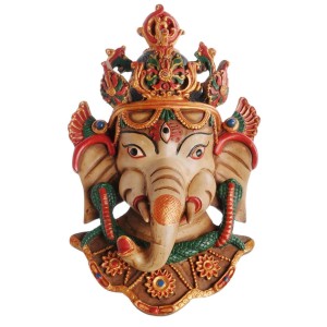 Ganesha Maske  Resin  - 13,5 cm bemalt