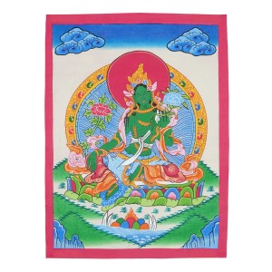 Thangka Grüne Tara 28,5 x 40 cm  