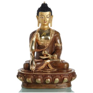 Akshobhya / Shakyamuni 32 cm teilfeuervergoldet Buddhastatue