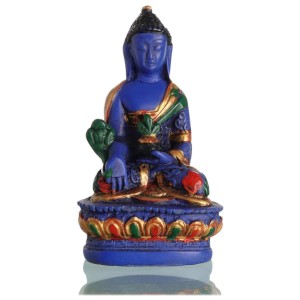 Akshobhya /Shakyamuni 9  cm Buddhastatue blaubemalt