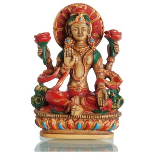 Lakshmi Figur bemalt hell 13,5 cm