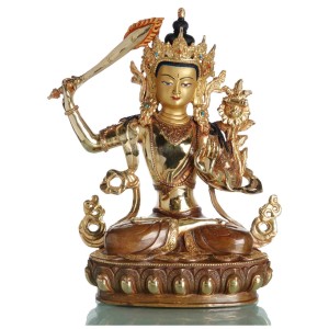 Manjushri Statue 34 cm teilfeuervergoldet
