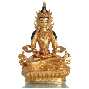 Amitayus Buddha Figur 22 cm vollfeuervergoldet Premiumqualität