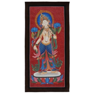 Thangka Weiße Tara 78 x 38 cm