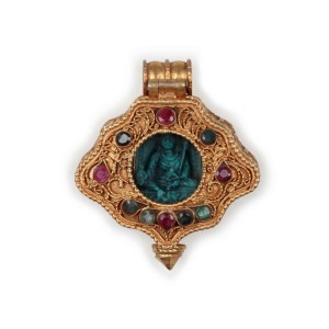 Silberschmuckmedaillon Ghau Padmasambhava rautenförmig