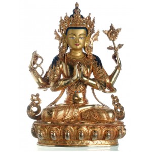 Avalokiteshvara - Chenresig  34 cm Buddha Statue vollfeuervergoldet