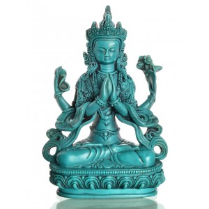 Avalokiteshvara - Chenresig 20 cm Buddha Statue Resin türkis