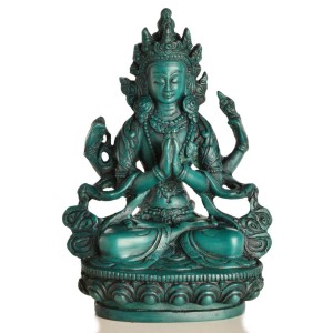 Avalokiteshvara - Chenresig Resin 9,5 cm türkis