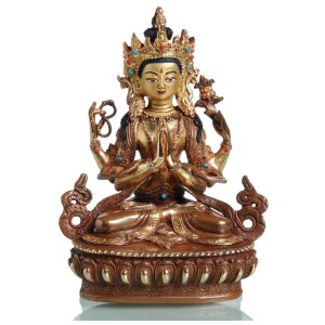 Avalokiteshvara Chenresig 17 cm feuervergoldet Buddha Statue