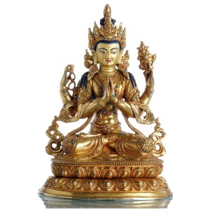 Avalokiteshvara Chenresig  30,5 cm vollvergoldet 