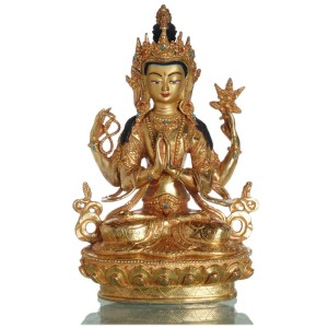 Avalokiteshvara - Chenresig  22 cm vollfeuervergoldet 6