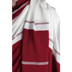 Meditationsschal Seide-Viscose  rot-weiß