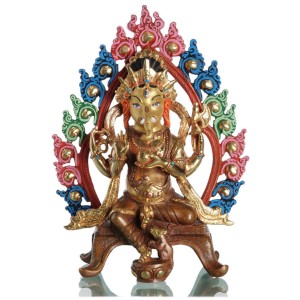 Ganesha Figur mit Aureole 24 cm teilfeuervergoldet
