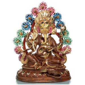 Ganesha 28,5 cm teilfeuervergoldet