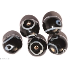  Glasperlen black eye 13mm - 6 Perlen