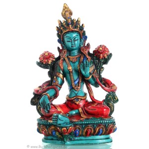 Grüne Tara Statue Resin türkis bemalt 21cm