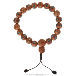 Armband  - Handmala Holzperlen mit Mosaik-Steinen 9 mm 