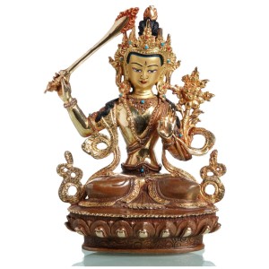 Manjushri 22 cm teil-feuervergoldet Buddha Statue