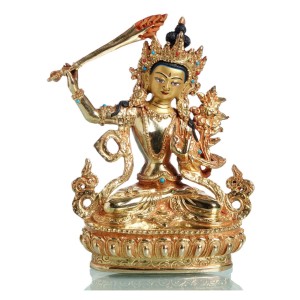 Manjushri 16,5 cm vollfeuervergoldet Buddha Statue