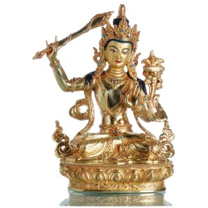 Manjushri 22 cm vollfeurvergoldet Buddha Statue