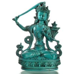 Manjushri Buddha Statue 20 cm türkis Resin