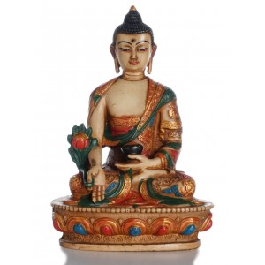 Medizinbuddha Resin bemalt  20 cm 