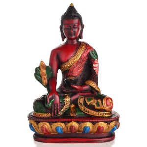 Medizinbuddha  Buddha Statue  bemalt braun 13,5 cm