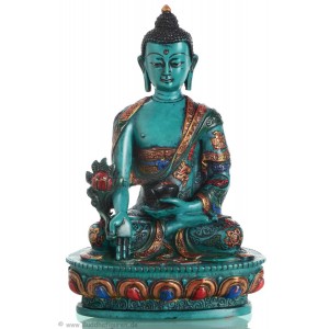 Medizinbuddha 20 cm Buddha Statue  bemalt türkis