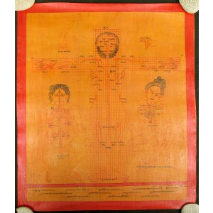 Tibetischer Medizin Yoga Thangka smoked Nr. 13  39 x 47cm