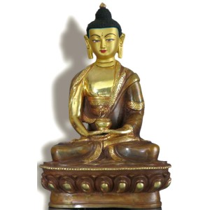 Amitabha  20,5 cm teilfeuervergoldet Buddhastatue