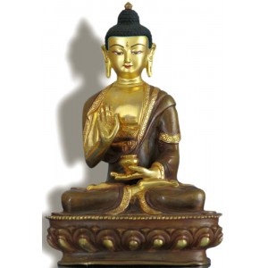 Amoghasiddhi 19 cm teil feuervergoldet Buddha Statue