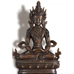 Amitayus 22 cm oxidiert Buddha Statue