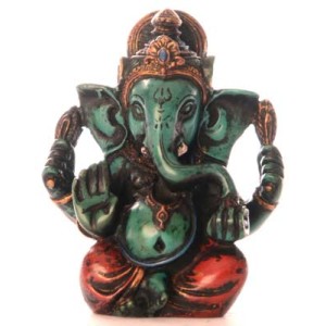 Ganesh Statue 8 cm Resin türkis bemalt