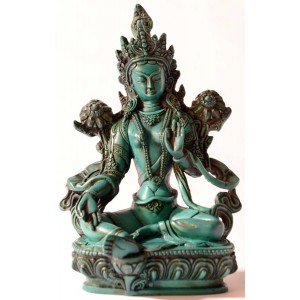 Grüne Tara Statue 20 cm Resin türkisgrün