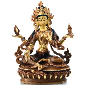 Lakshmi - Laxmi Statue 16 cm teilfeuervergoldet