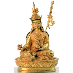 Guru Rinpoche - Padmasambhava 23 cm vollfeuervergoldet Buddha Statue