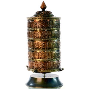 Tischgebetsmühle Kupfer groß - 30 cm dunkel