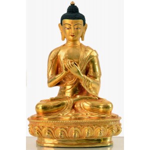 Vairocana 20 cm vollfeuervergoldet Buddhastatue