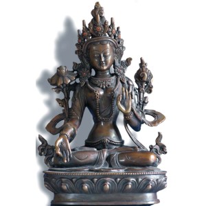 Weiße Tara 22 cm vollfeuervergoldet Buddha Statue