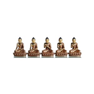 Pancha Buddha Set 13,5 cm teilfeuervergoldet